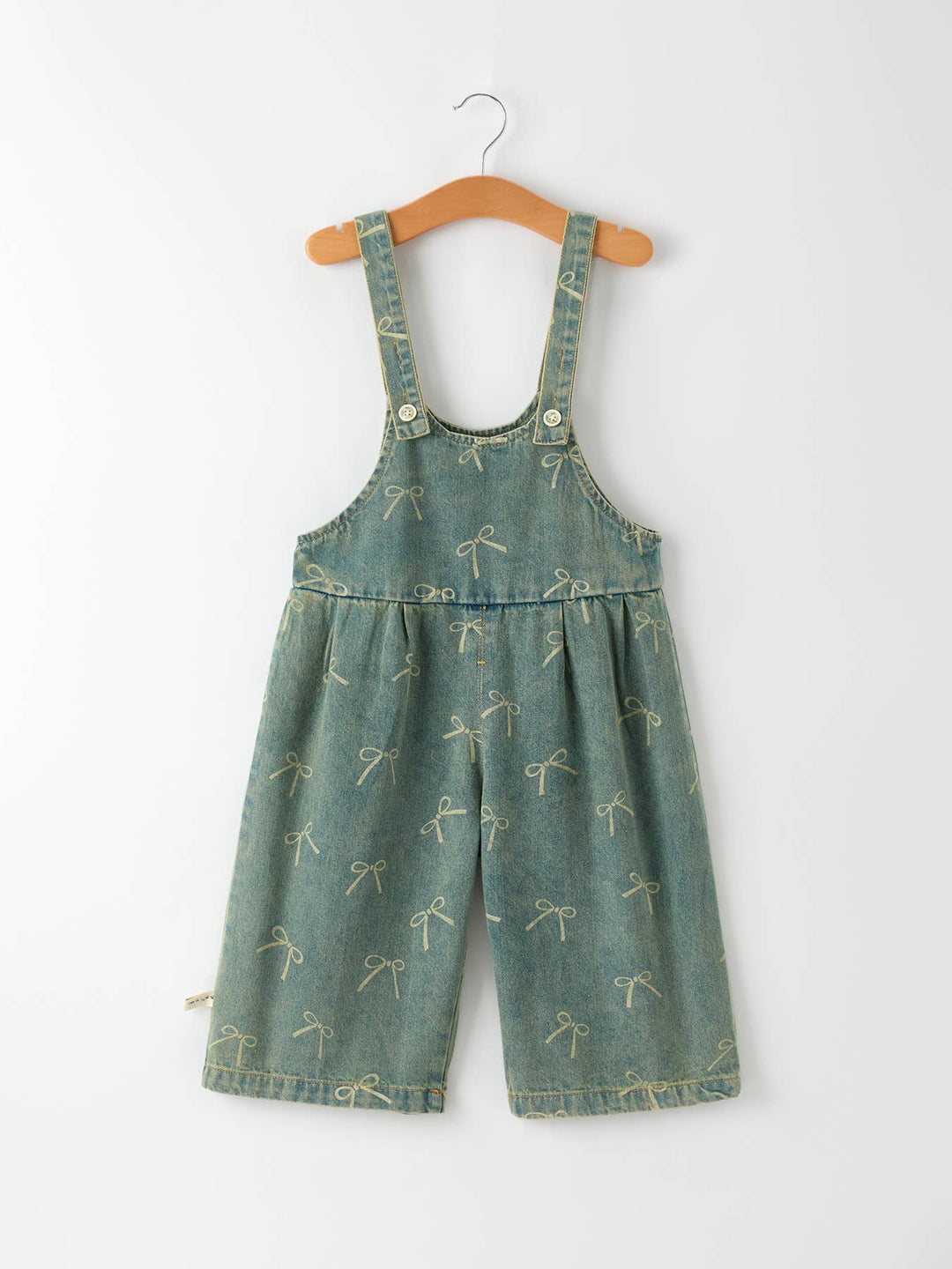 Cute Bow Pattern Denim Baby Girls Jumpsuit