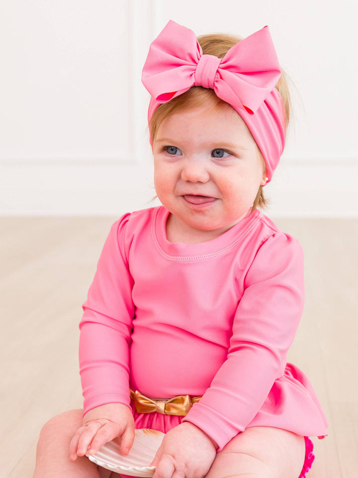 Girls Rose Shimmer Swim + Active Bow Headband