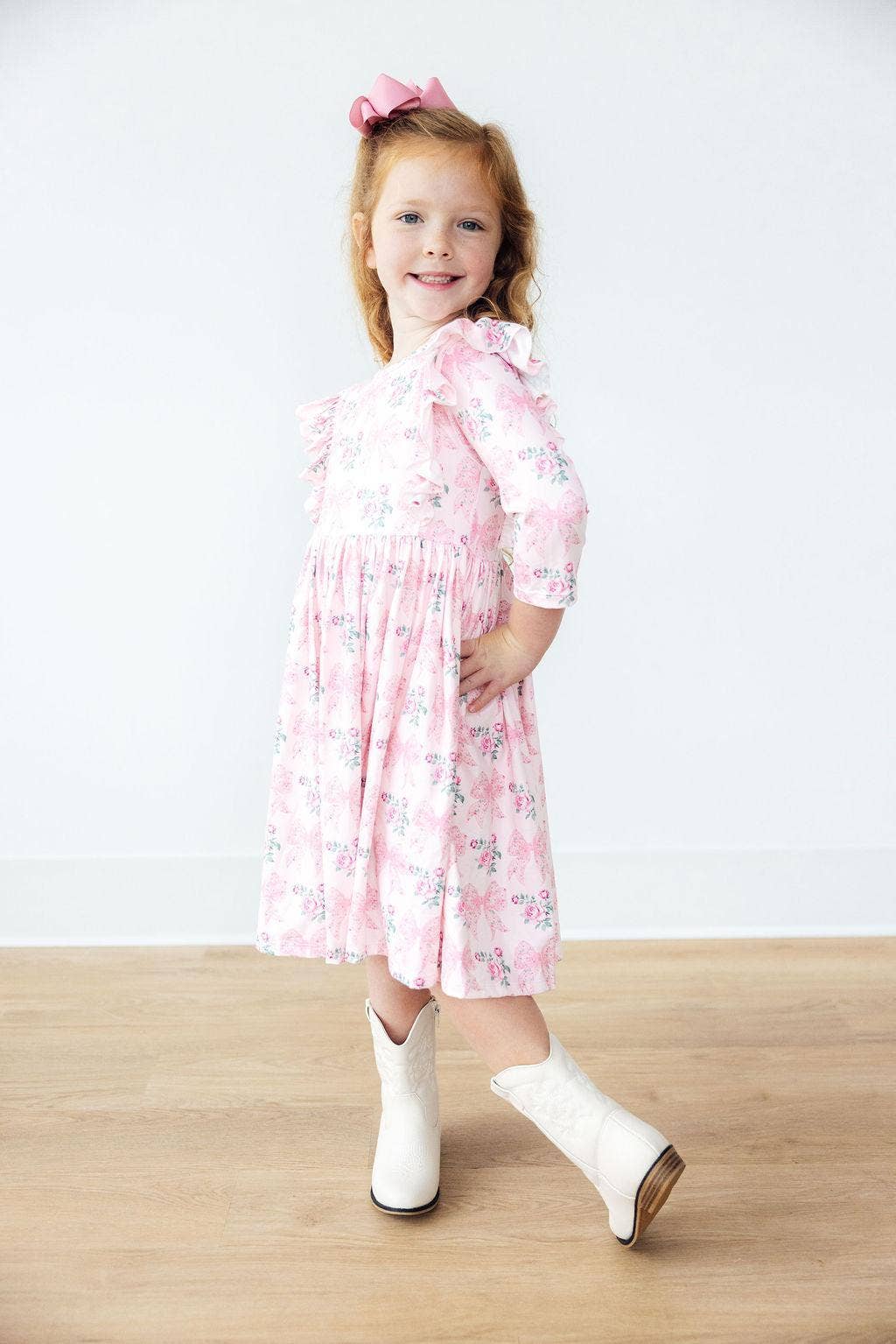 Heirloom Garden 3/4 Sleeve Ruffle Twirl Dress