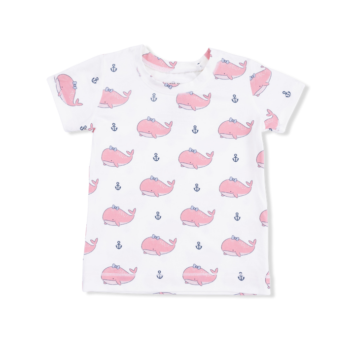 Bubbly Whale with Bow  Pink - Loungewear Short Set