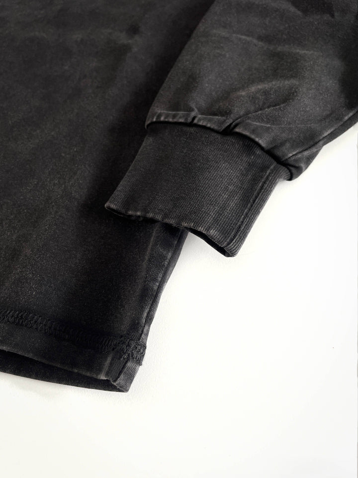 Toddler Black Acid- Wash Long Sleeve Tee
