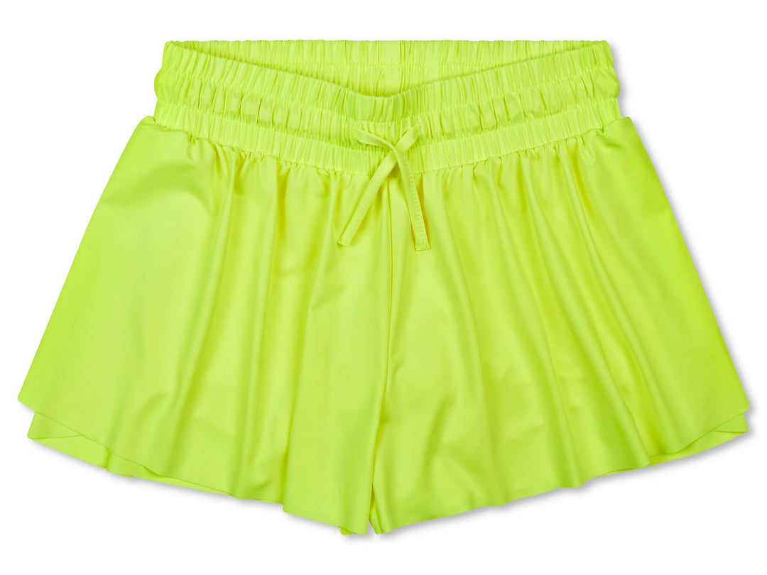 Neon Yellow Butterfly Shorts (Youth Small (6-8))