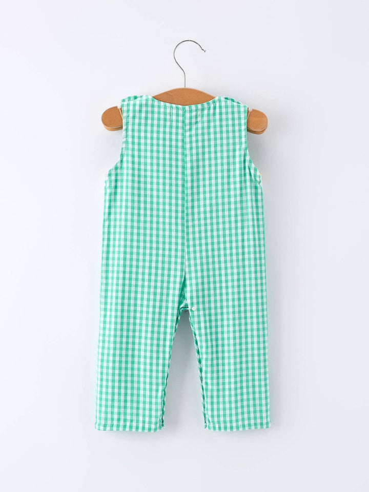 Pickle Ball Embroidered Smocked Green Baby Boys Romper