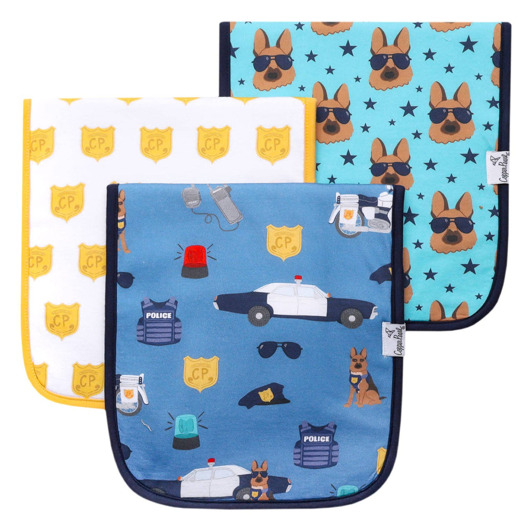 3 Pack Premium Burp Cloths - Police Officer