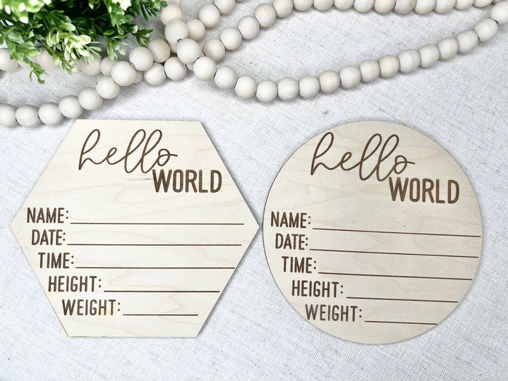 Baby Birth Announcement - Hello World Birth Stats Sign