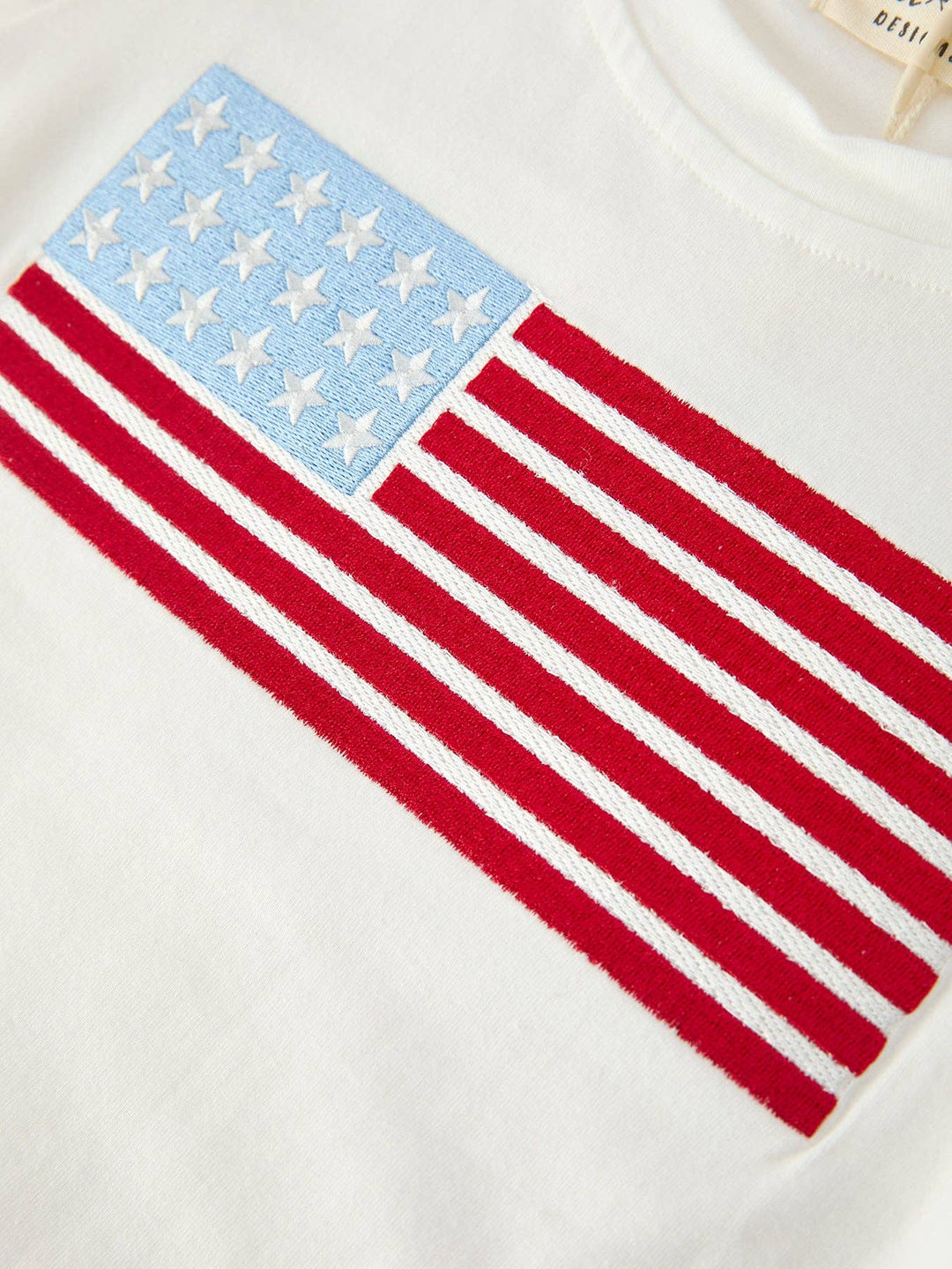 4th of July Flag Applique Boy Top and Shorts Set