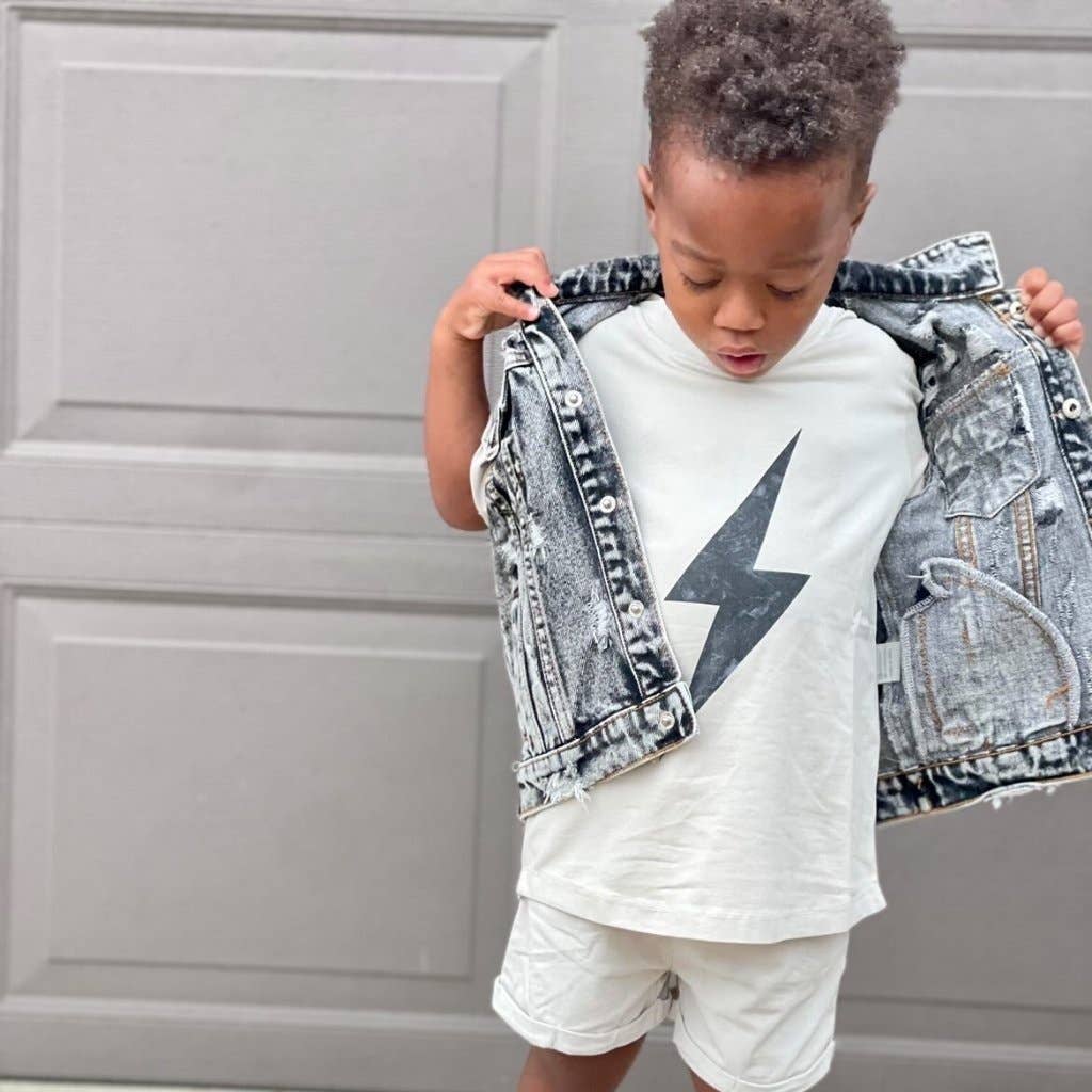 Boys Clothes Greige Acid Wash Spark Tee - USA Made