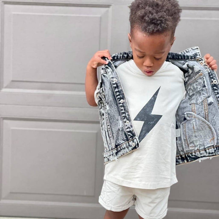 Boys Clothes Greige Acid Wash Spark Tee - USA Made