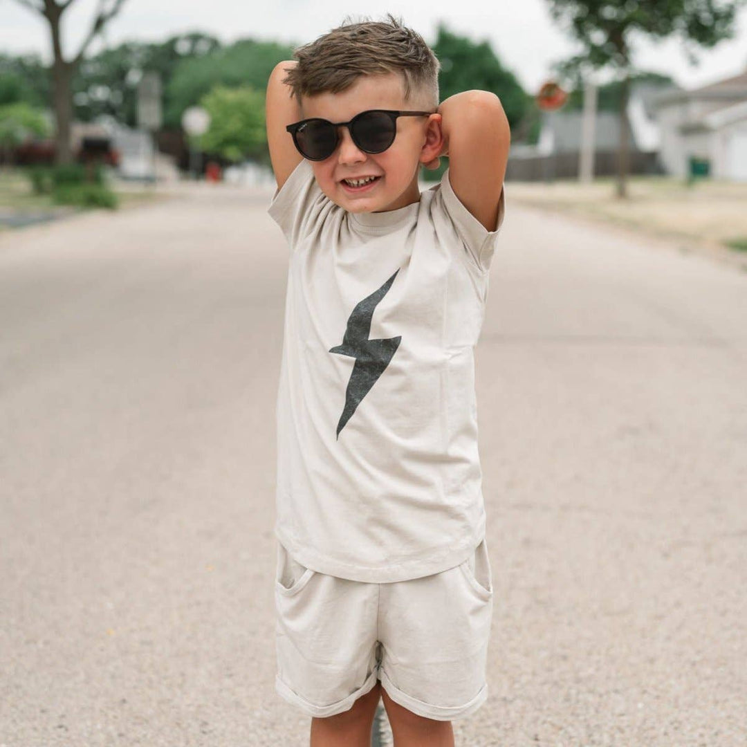 Boys Clothes Greige Acid Wash Spark Tee - USA Made