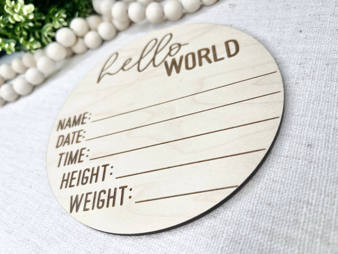 Baby Birth Announcement - Hello World Birth Stats Sign