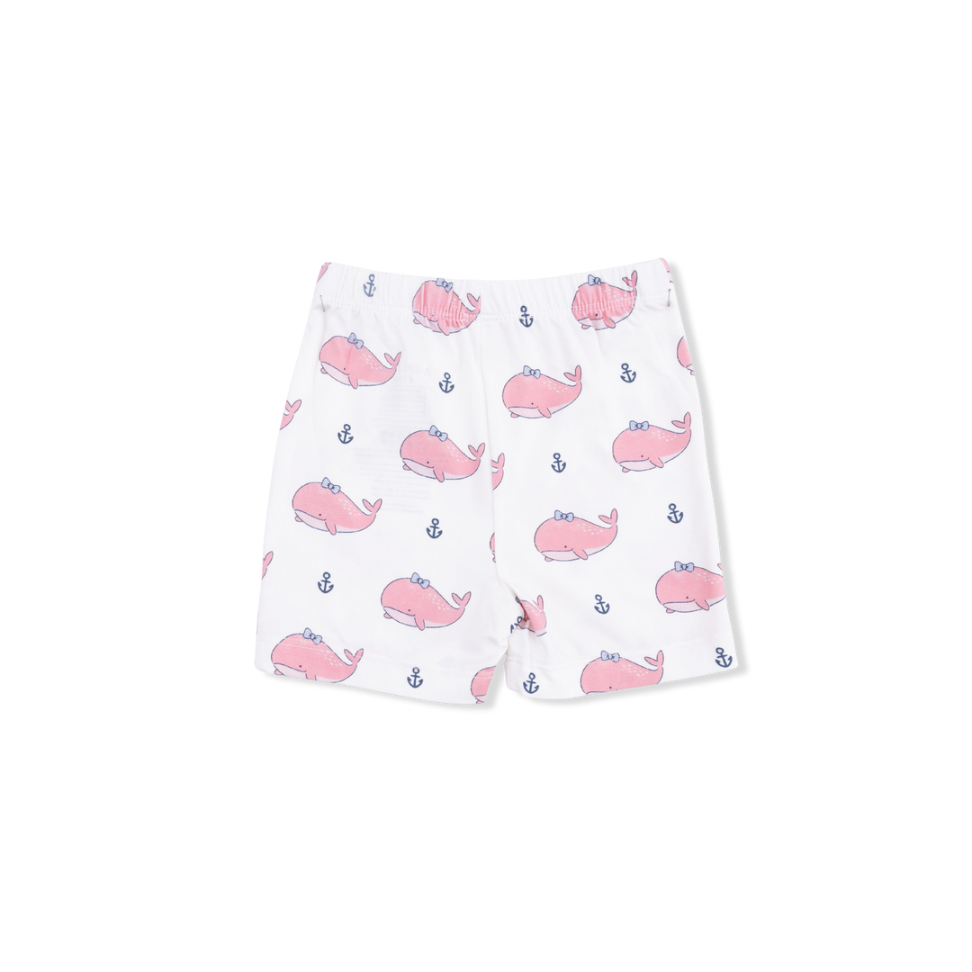 Bubbly Whale with Bow  Pink - Loungewear Short Set