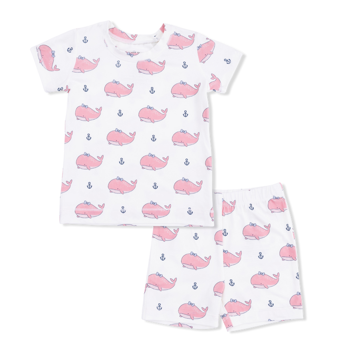 Bubbly Whale with Bow  Pink - Loungewear Short Set