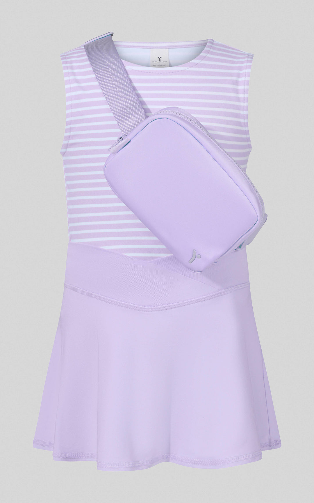 Little Girls Tank, Crossover Skort, Fanny bag Set - Ocean Spalsh