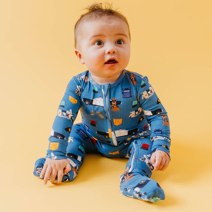Bamboo Convertible Zip-Up Footie Pajama - Police Officer