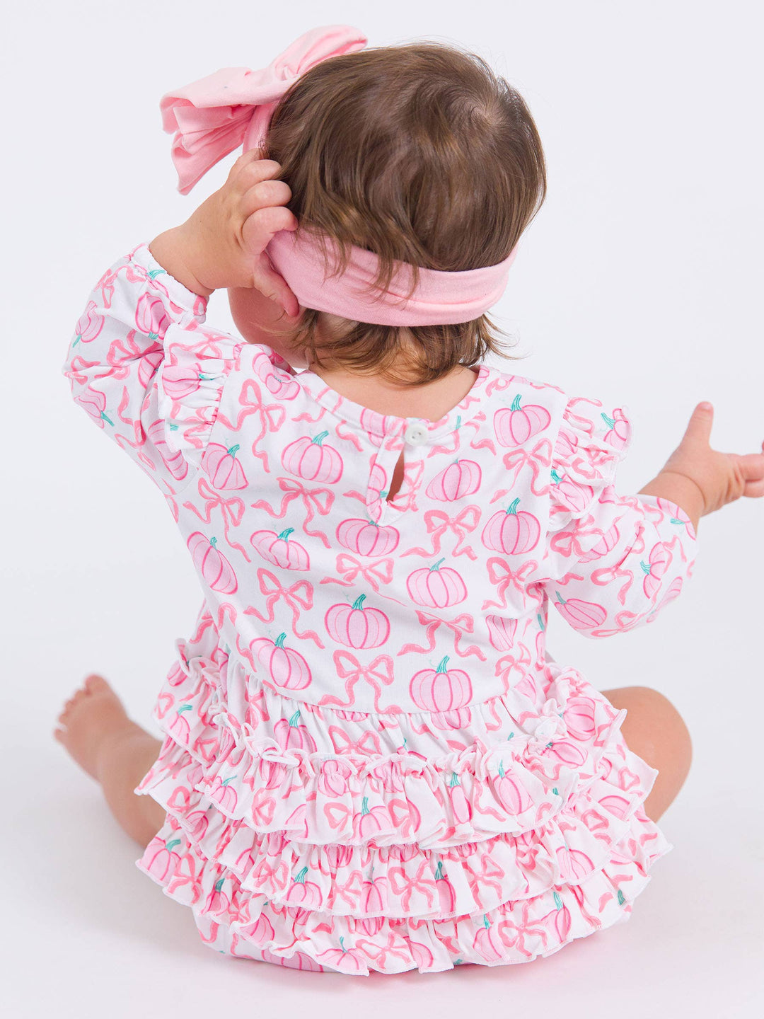 Pink Pumpkins Long Sleeve Bubble Romper