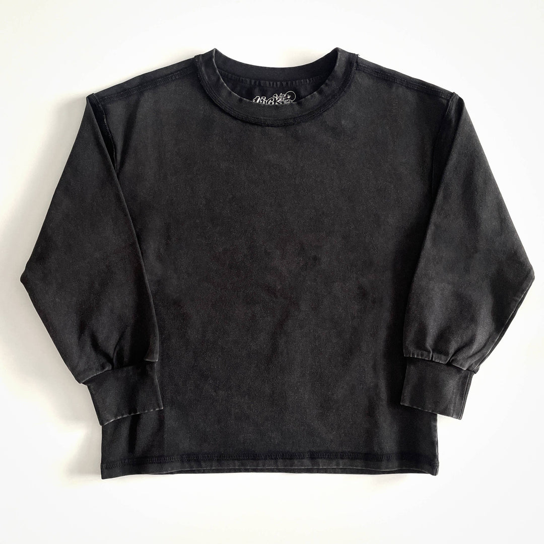 Toddler Black Acid- Wash Long Sleeve Tee