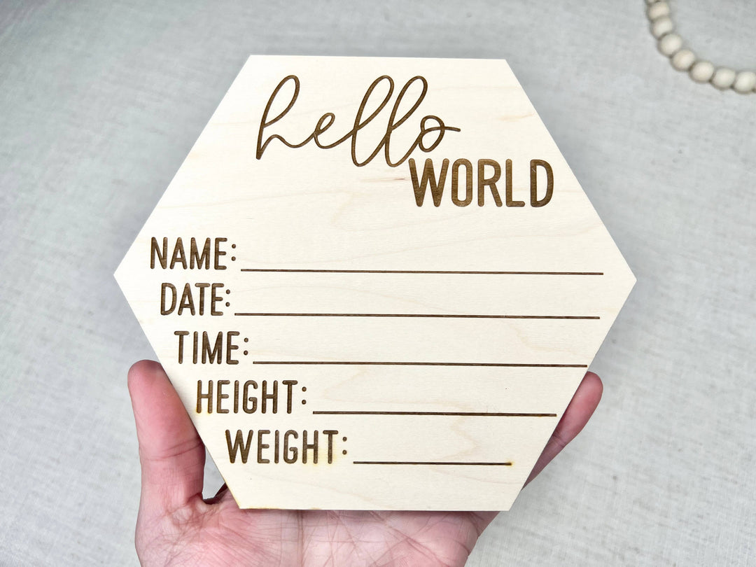 Baby Birth Announcement - Hello World Birth Stats Sign