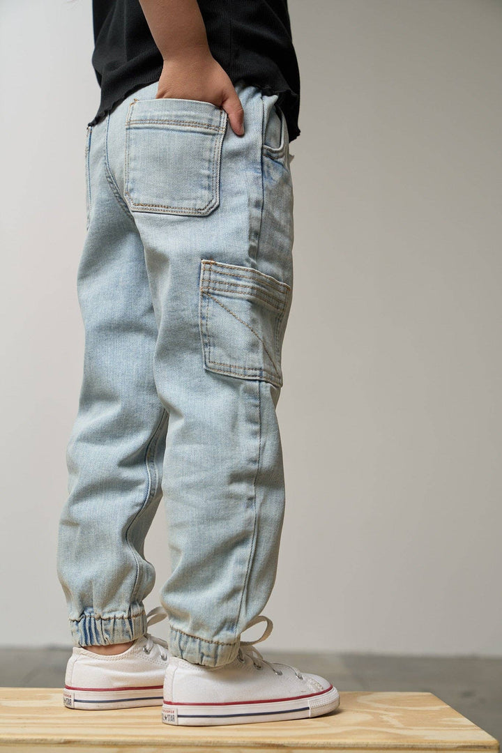 Cargo Denim Jogger - Light Wash