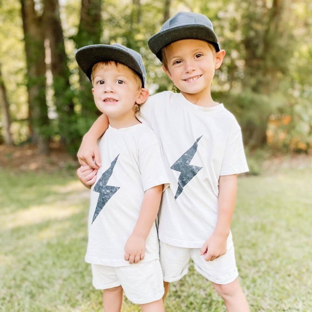 Boys Clothes Greige Acid Wash Spark Tee - USA Made