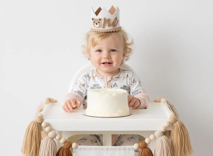 Gender Neutral Teddy Bear First Birthday Party Crown