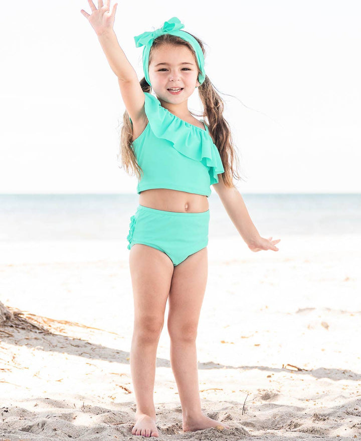 Girls Island Blue Swim + Active Bow Headband