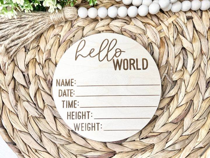 Baby Birth Announcement - Hello World Birth Stats Sign