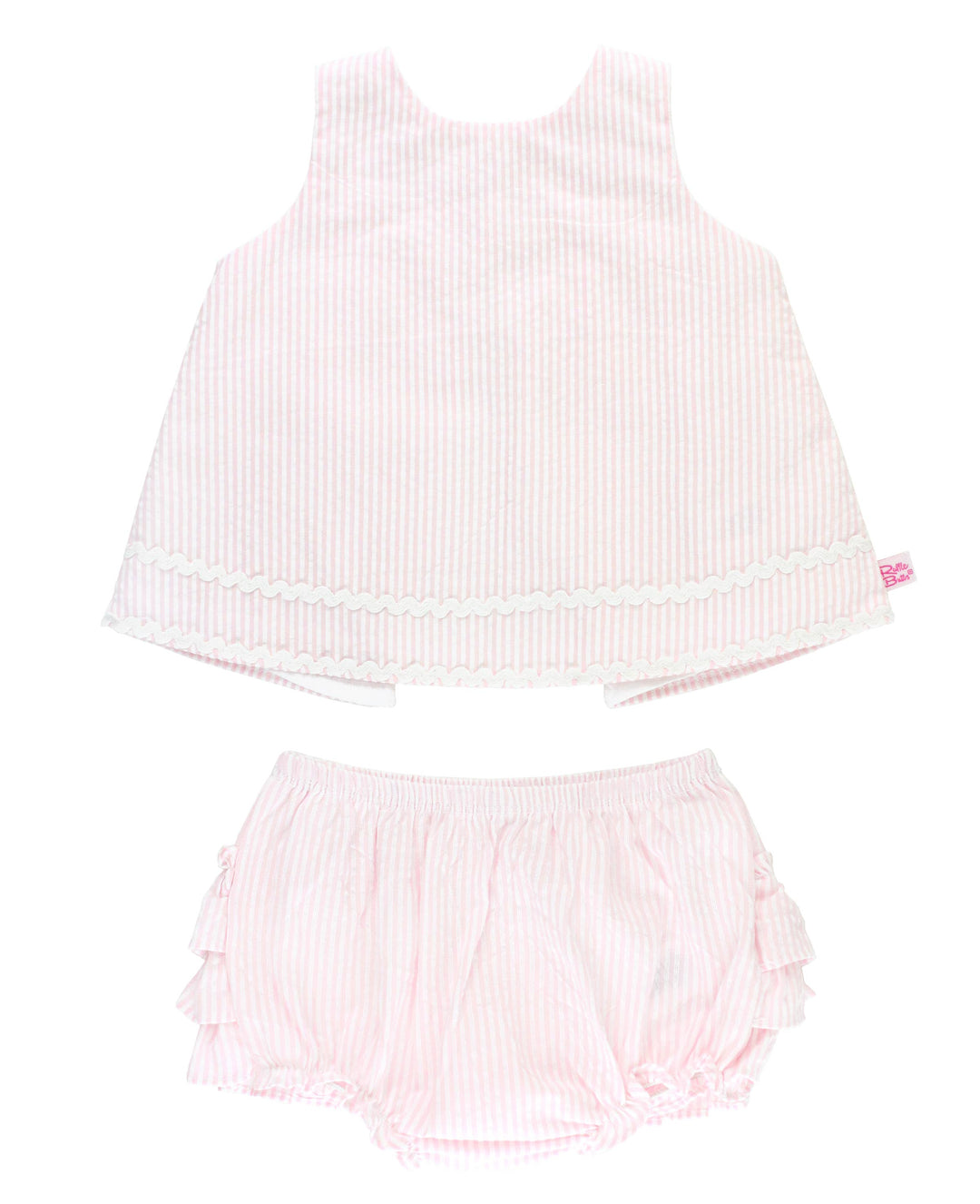 Baby Girls Pink Seersucker Ric Rac Swing Top & Bloomer Set